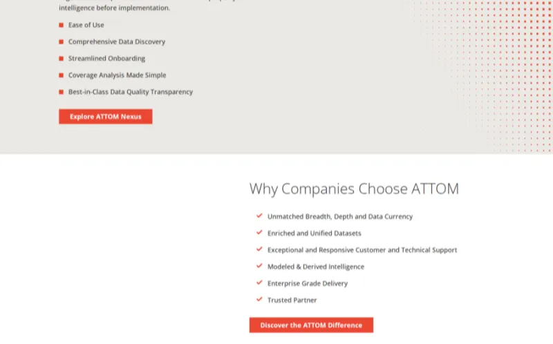 attom landing page screenshot