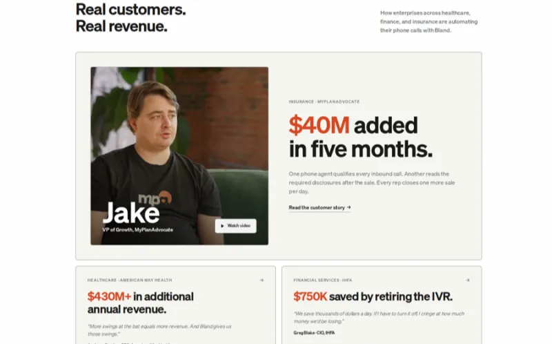 blandai landing page screenshot