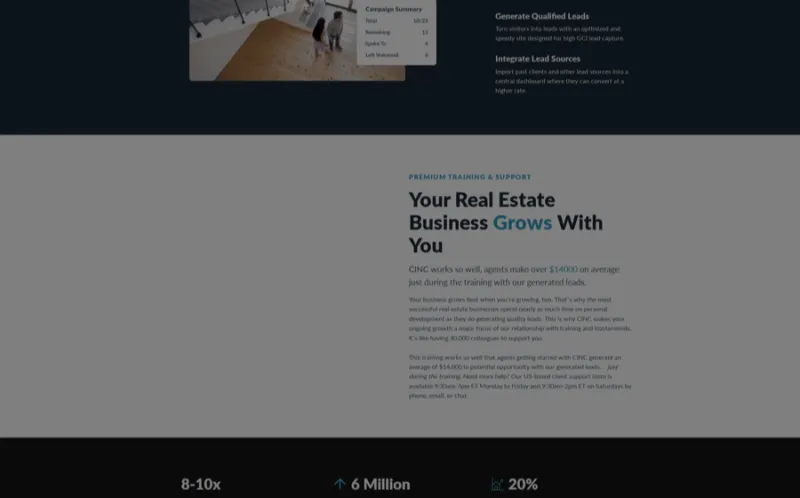 CINC landing page screenshot