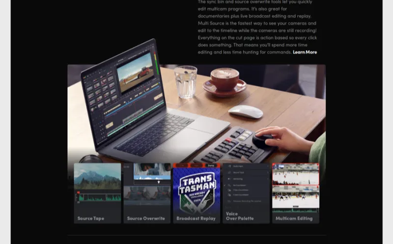 davinci-resolve landing page screenshot