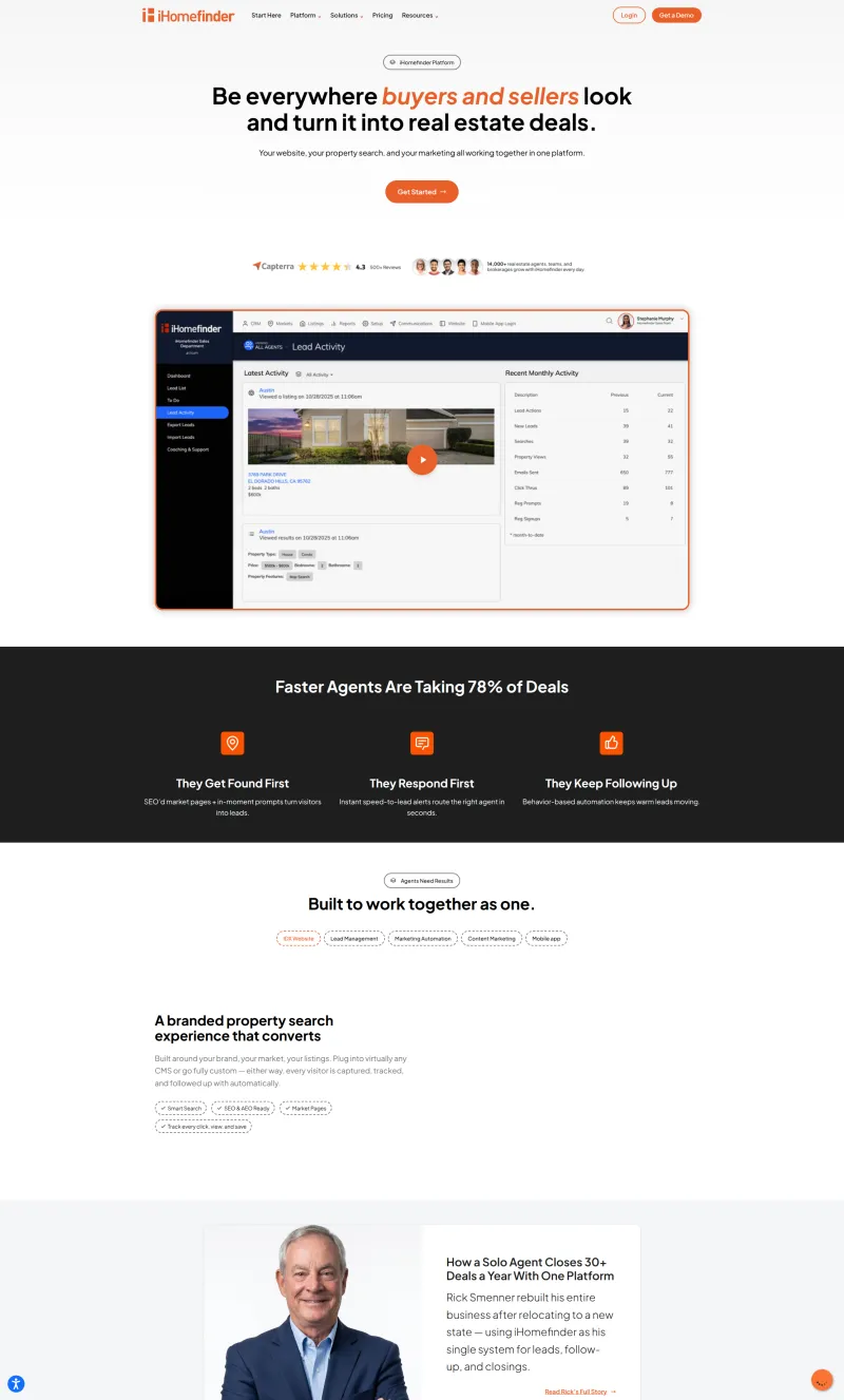 iHomefinder IDX website screenshot