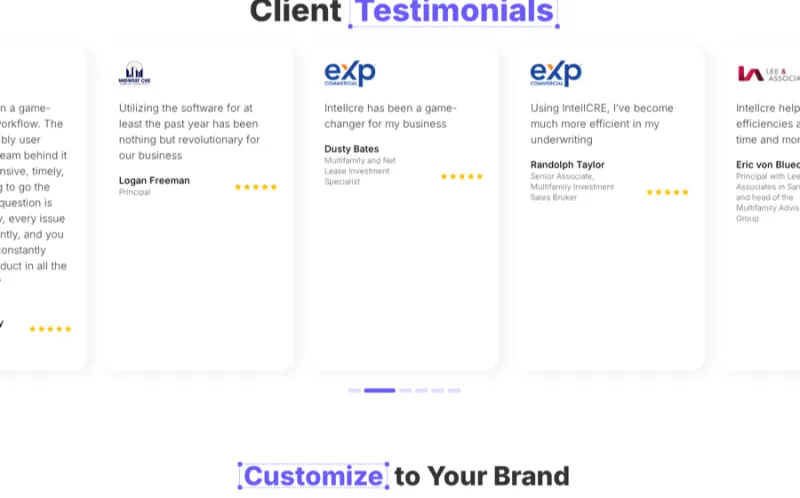 intellcre landing page screenshot