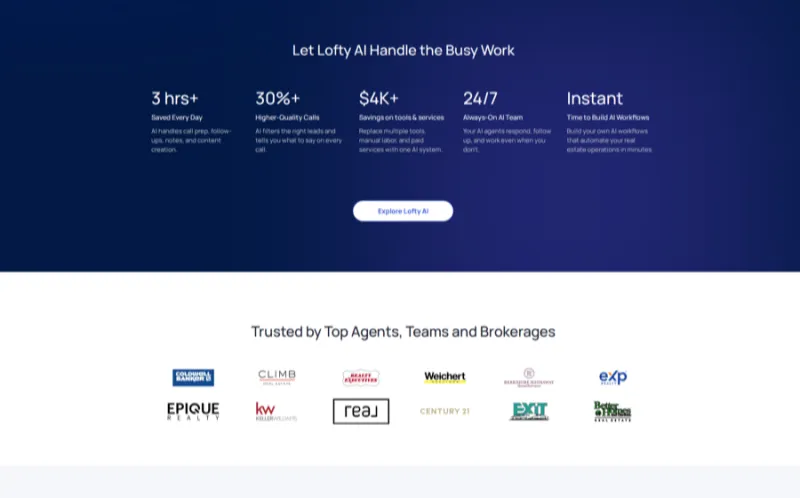 Lofty (formerly Chime) landing page screenshot