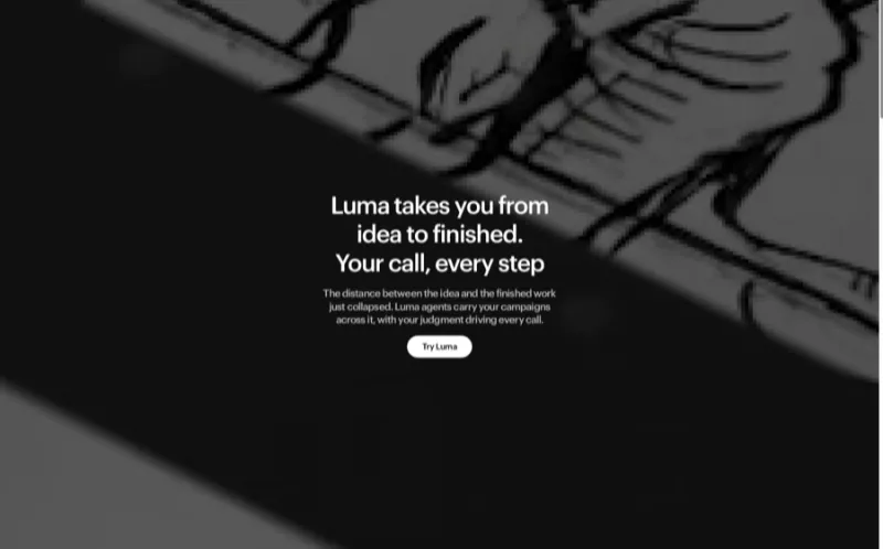 luma landing page screenshot