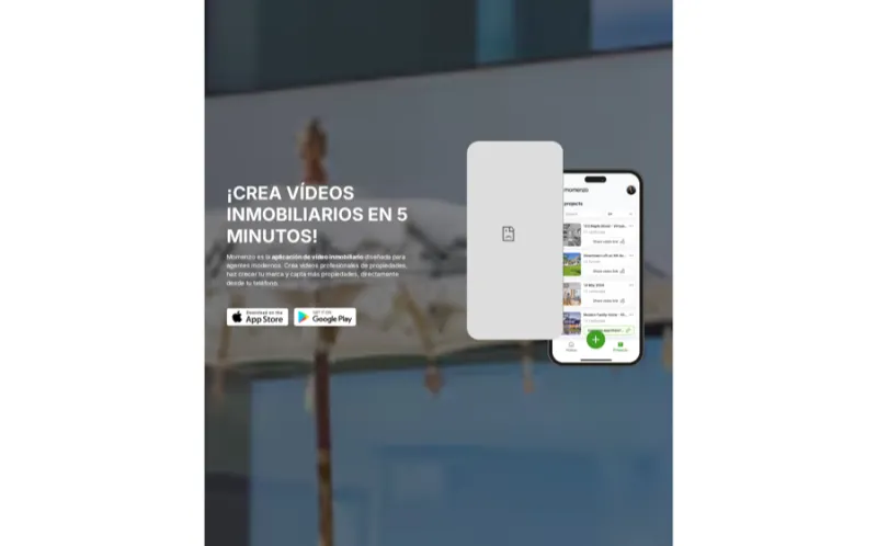 momenzo landing page screenshot