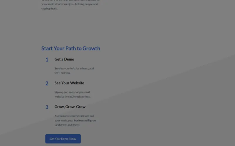 Real Geeks landing page screenshot