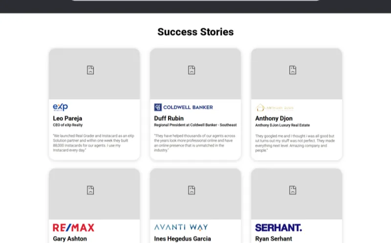 realgrader landing page screenshot