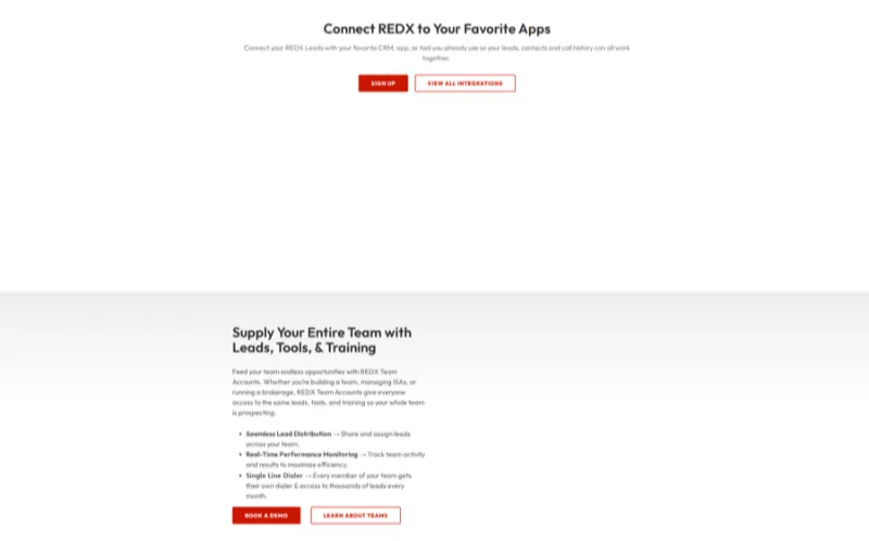 redx landing page screenshot