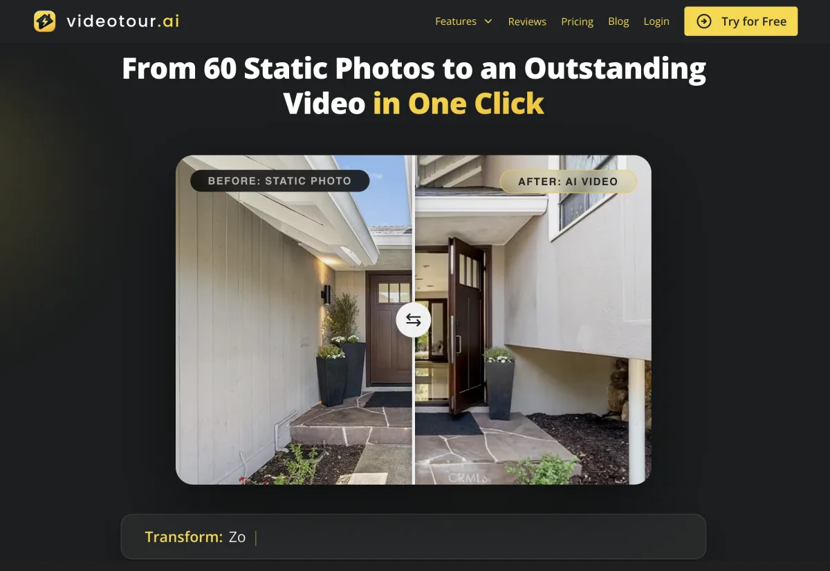 videotour landing page screenshot