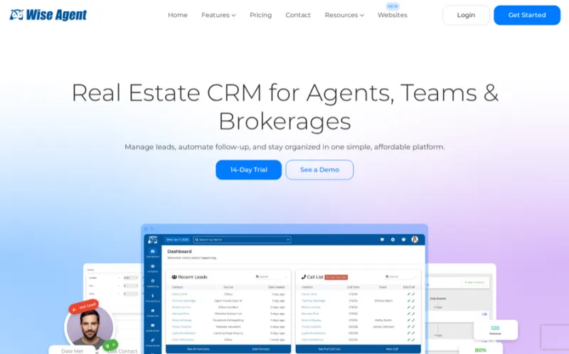 wiseagent landing page screenshot